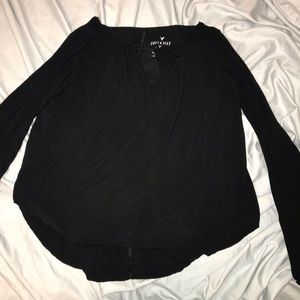 bell sleeve black top